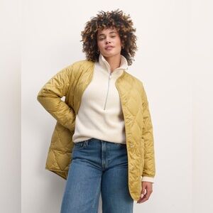 Everlane Quilted Puffer Jacket in Mustard Yellow